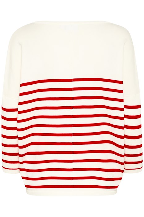 Saint Tropez MilaSZ R-Neck St. Pullover Rød og Hvit Stripete