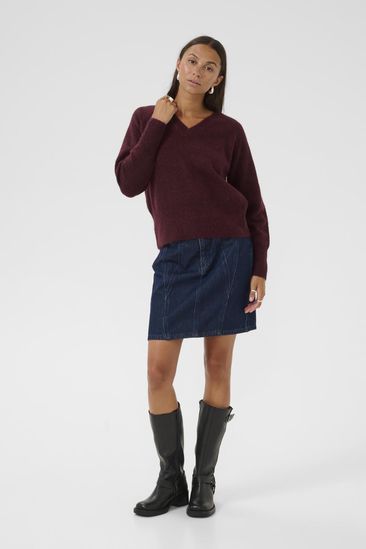 Kaffe Clothing KAniel v-neck Pullover Windsor Wine Melange