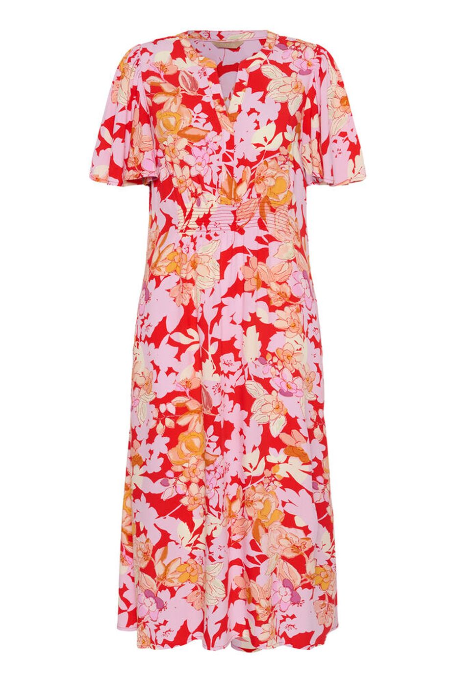 Culture CUaudrey Bello Long Dress Red/Pink Flower