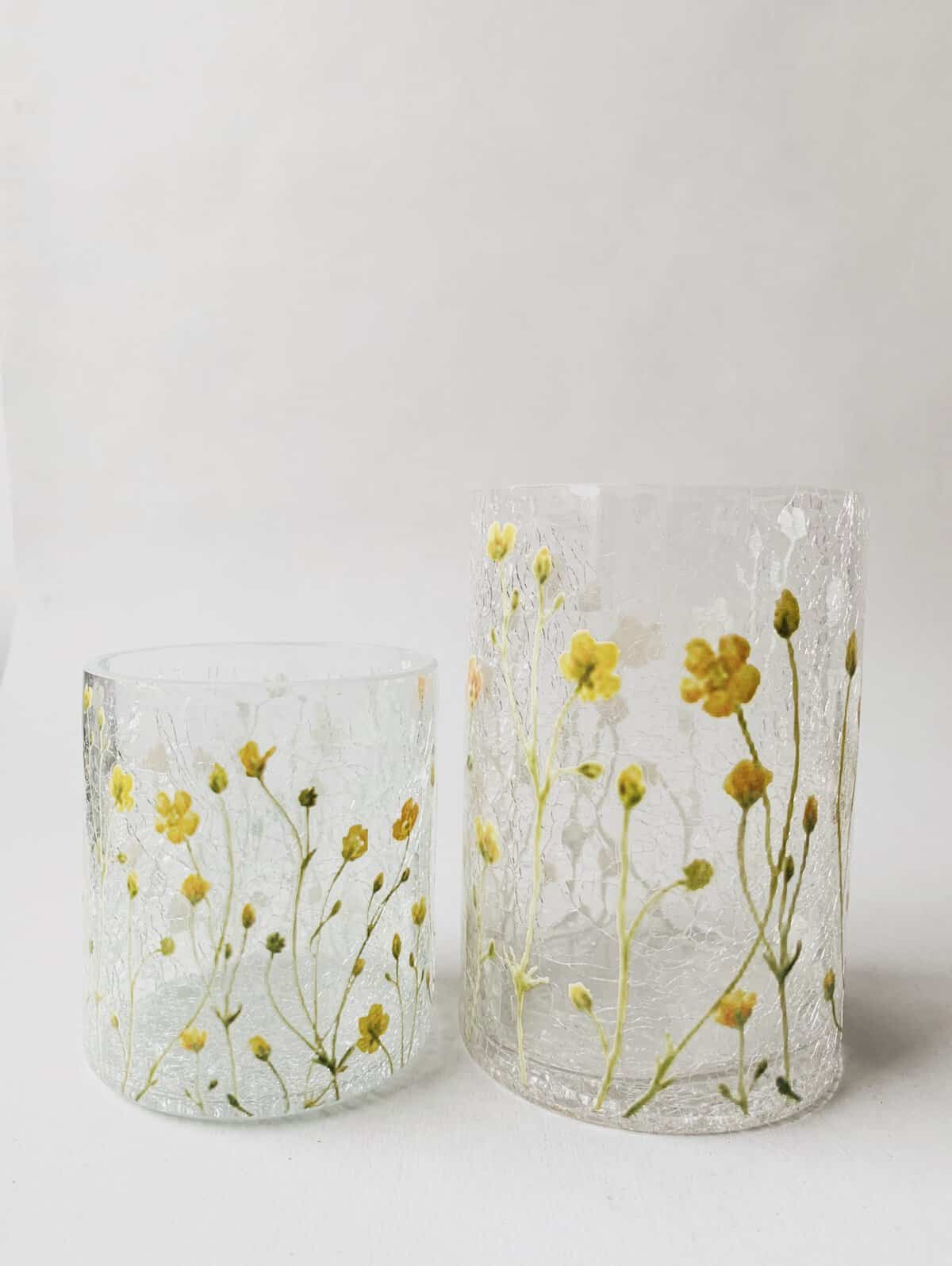 Trend Lysglass krakelert 10×14,5 cm (Stor) Smørblomst