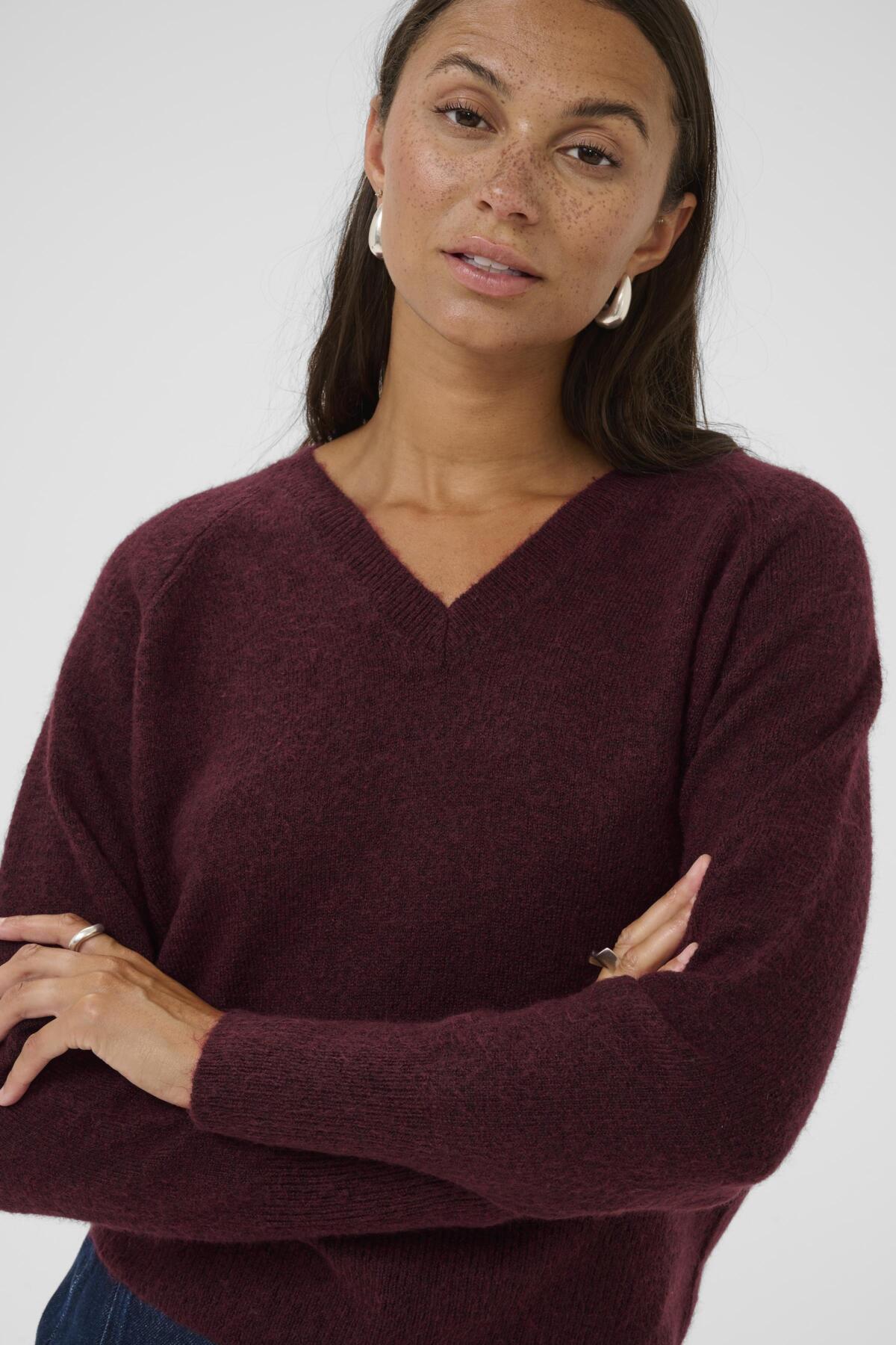 Kaffe Clothing KAniel v-neck Pullover Windsor Wine Melange