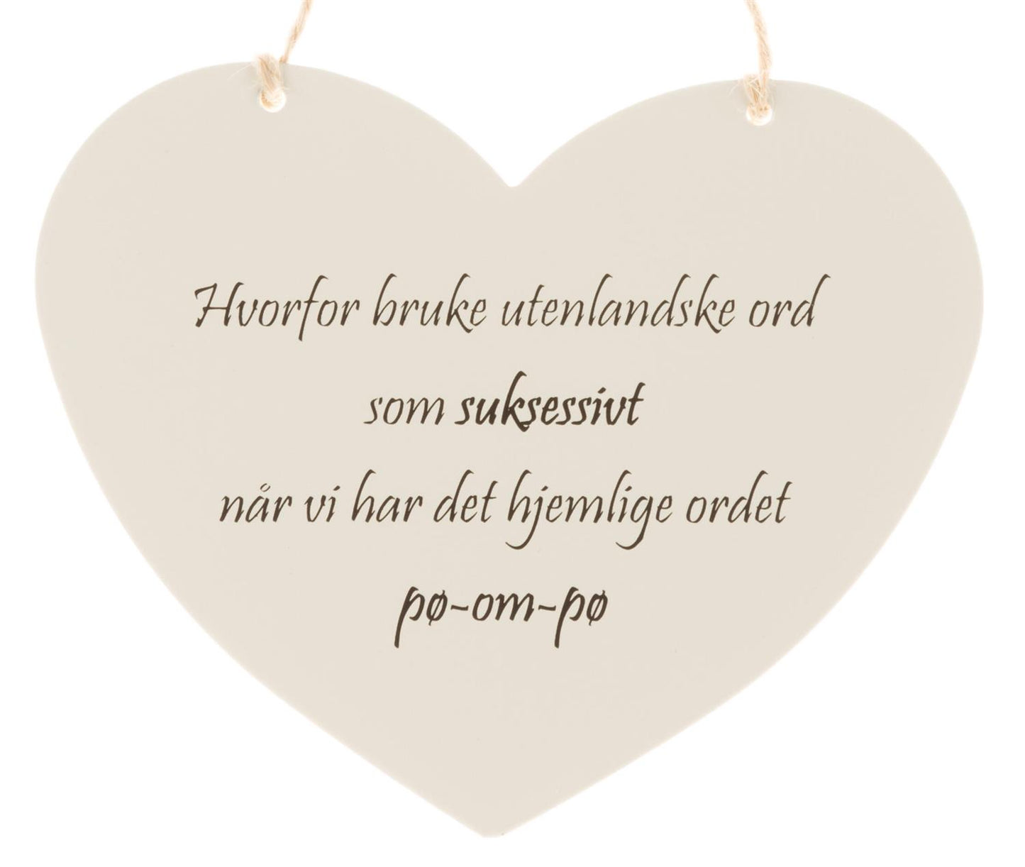 Skilt hjerte lite Ordet pø-om-pø 13x11cm Metall