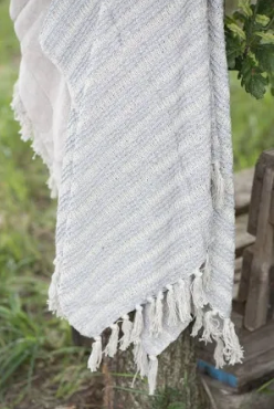 Ib Laursen Pledd Creme/Lyseblått