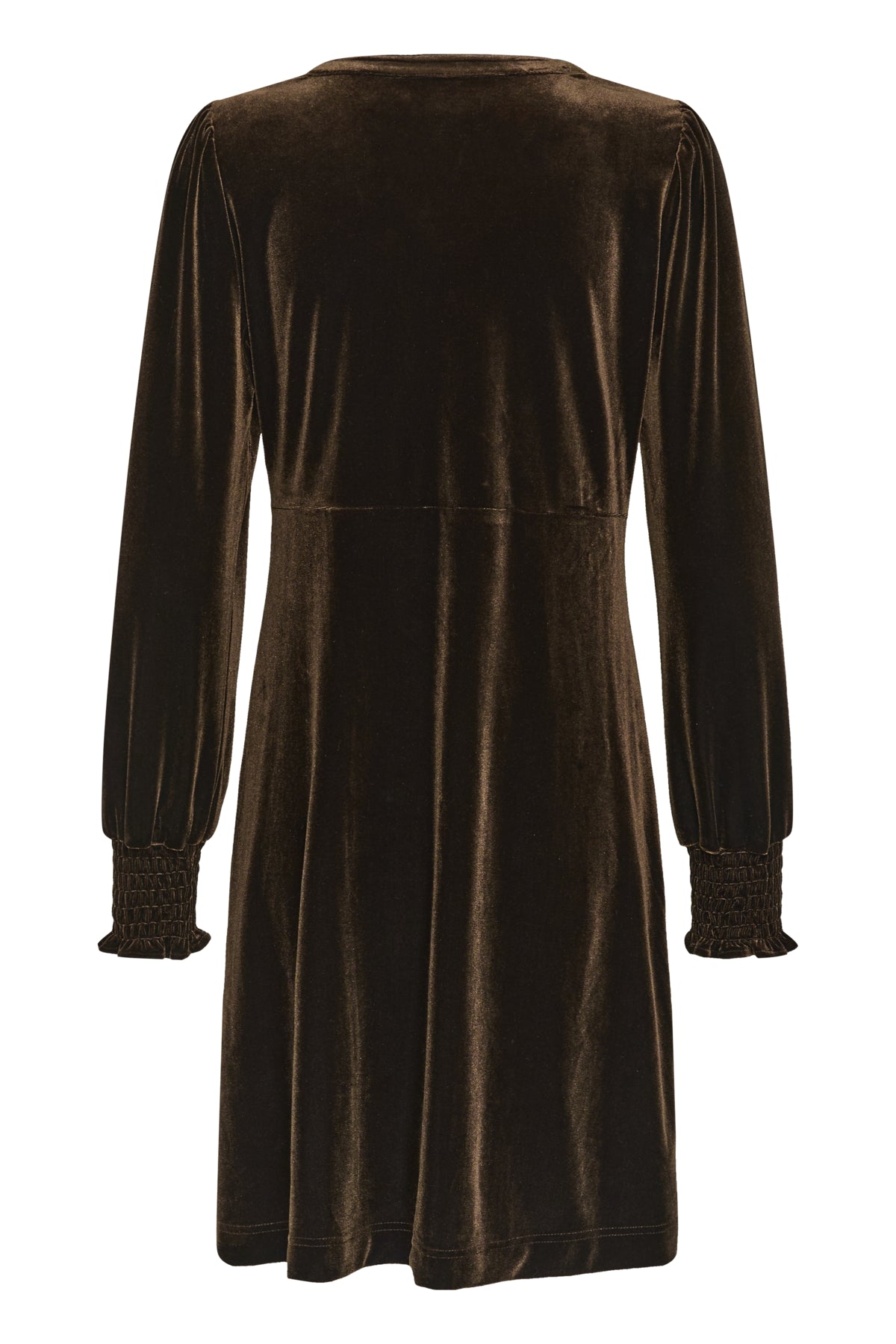 Culture CUchananna Zoe Dress – Mørkebrun kjole med dekorative knapper og fløyelsfinish