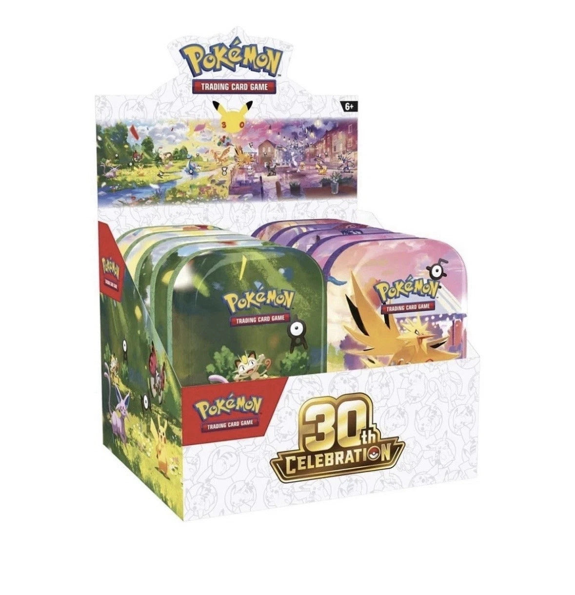 Asmodee Pokémon 30th Celebration: Mini Tin – mønstret mini tin med 30th Celebration-utgave