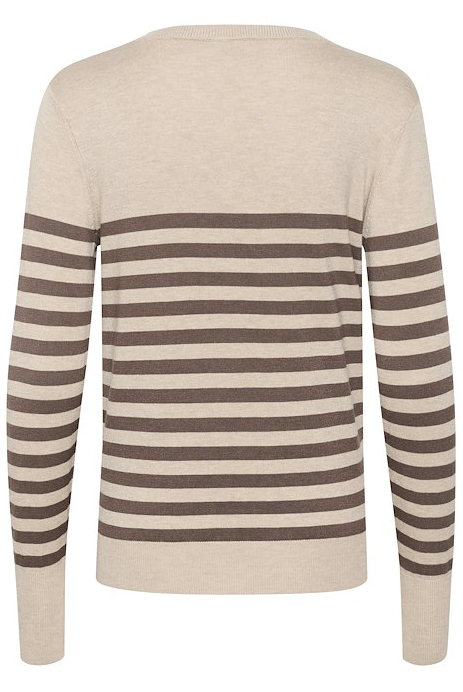 Kaffe Clothing KAlizza Striped Knit Pullover Feather Gray / Brown Striped