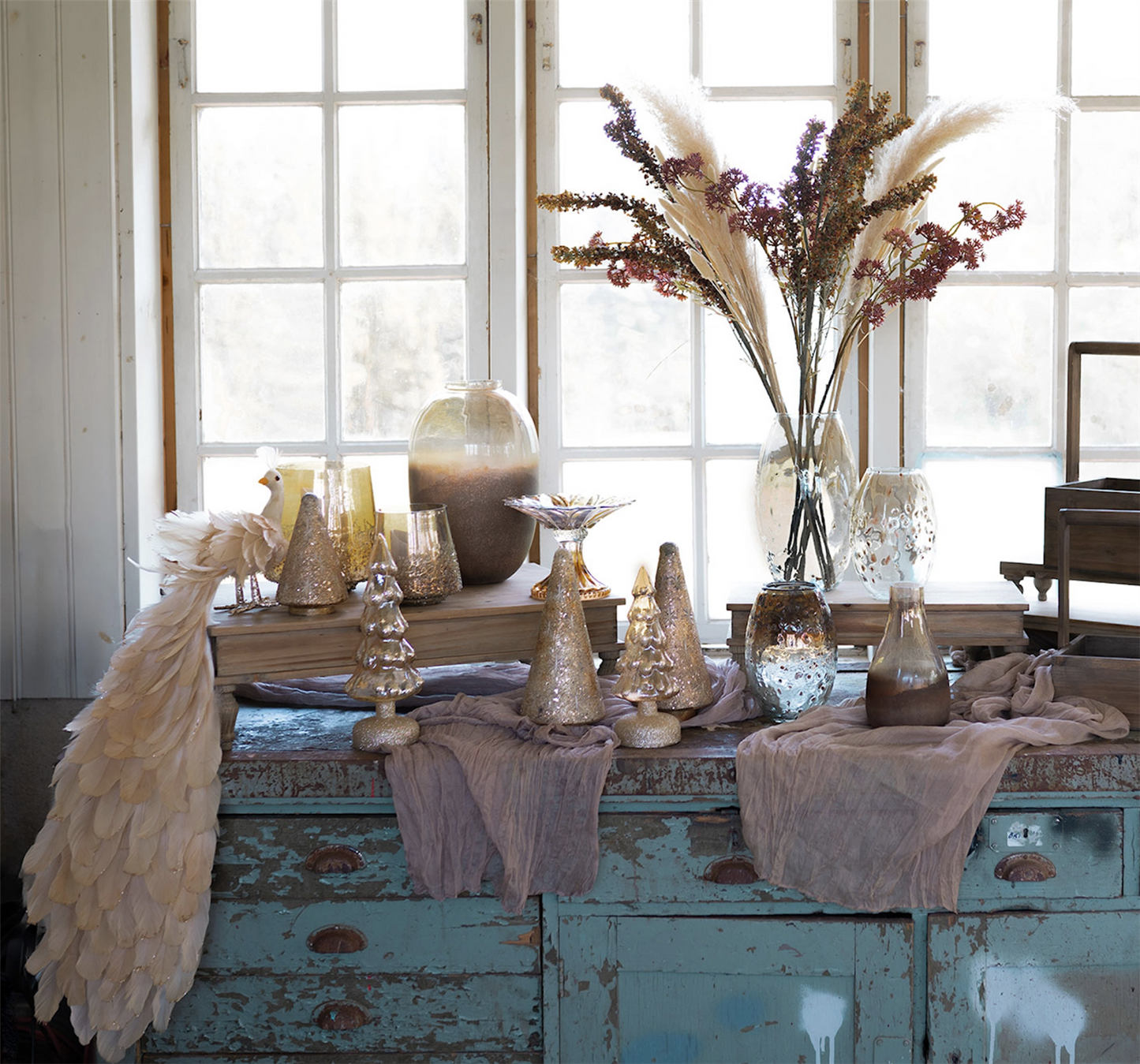 Alot Glassjuletre glitter LED 29 cm