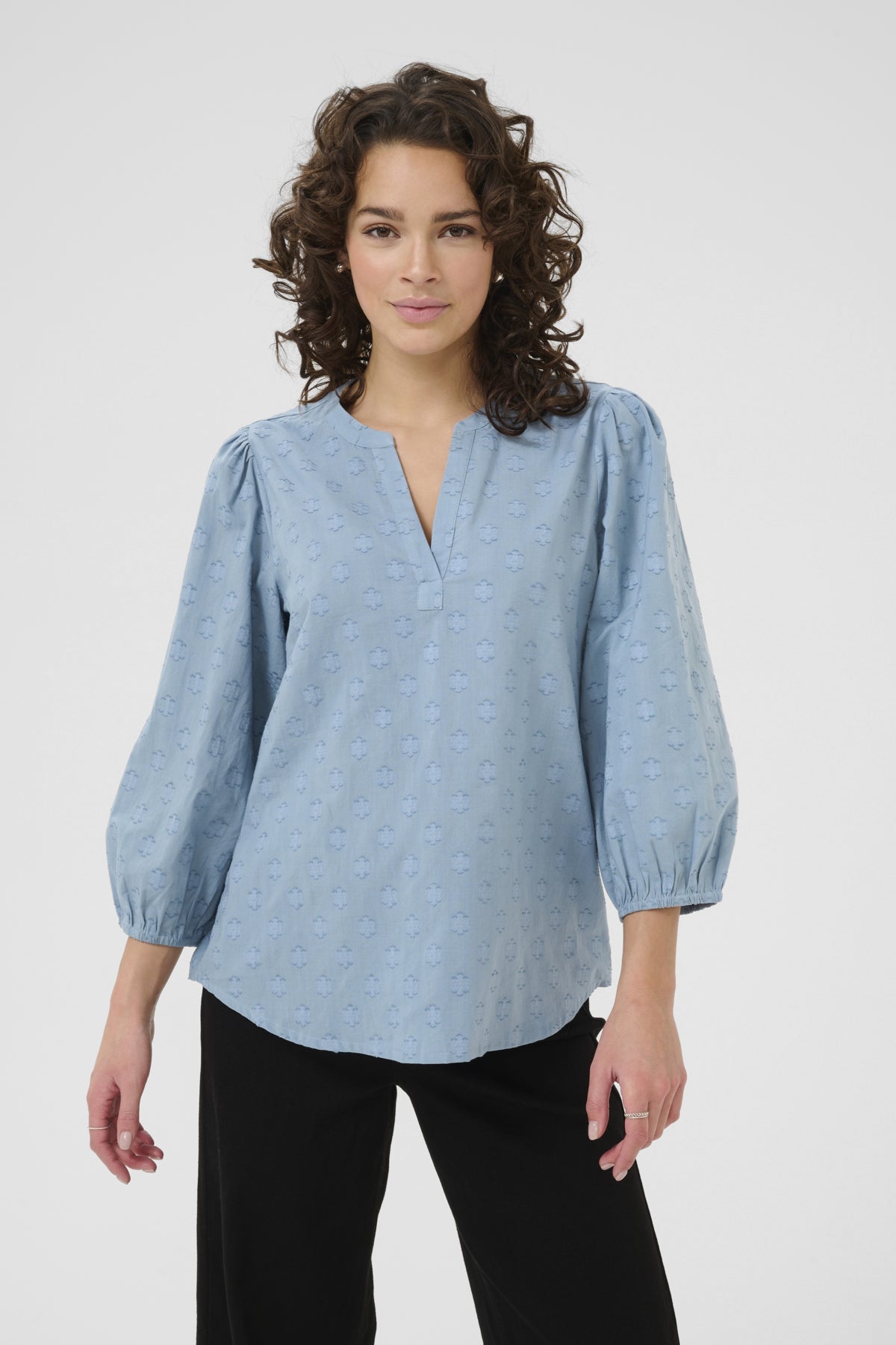 Kaffe Clothing KAenya Blouse 3/4 sleeve Windward Blue