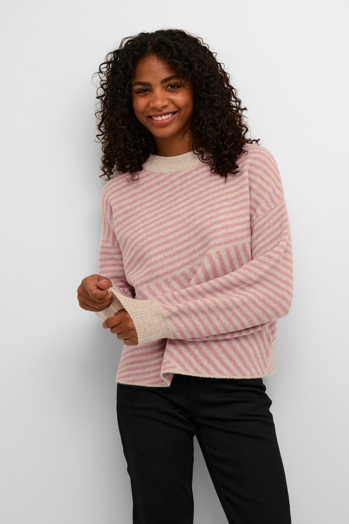 Kaffe Clothing KAverana Knit Pullover Feather Gray Melange/Rosa