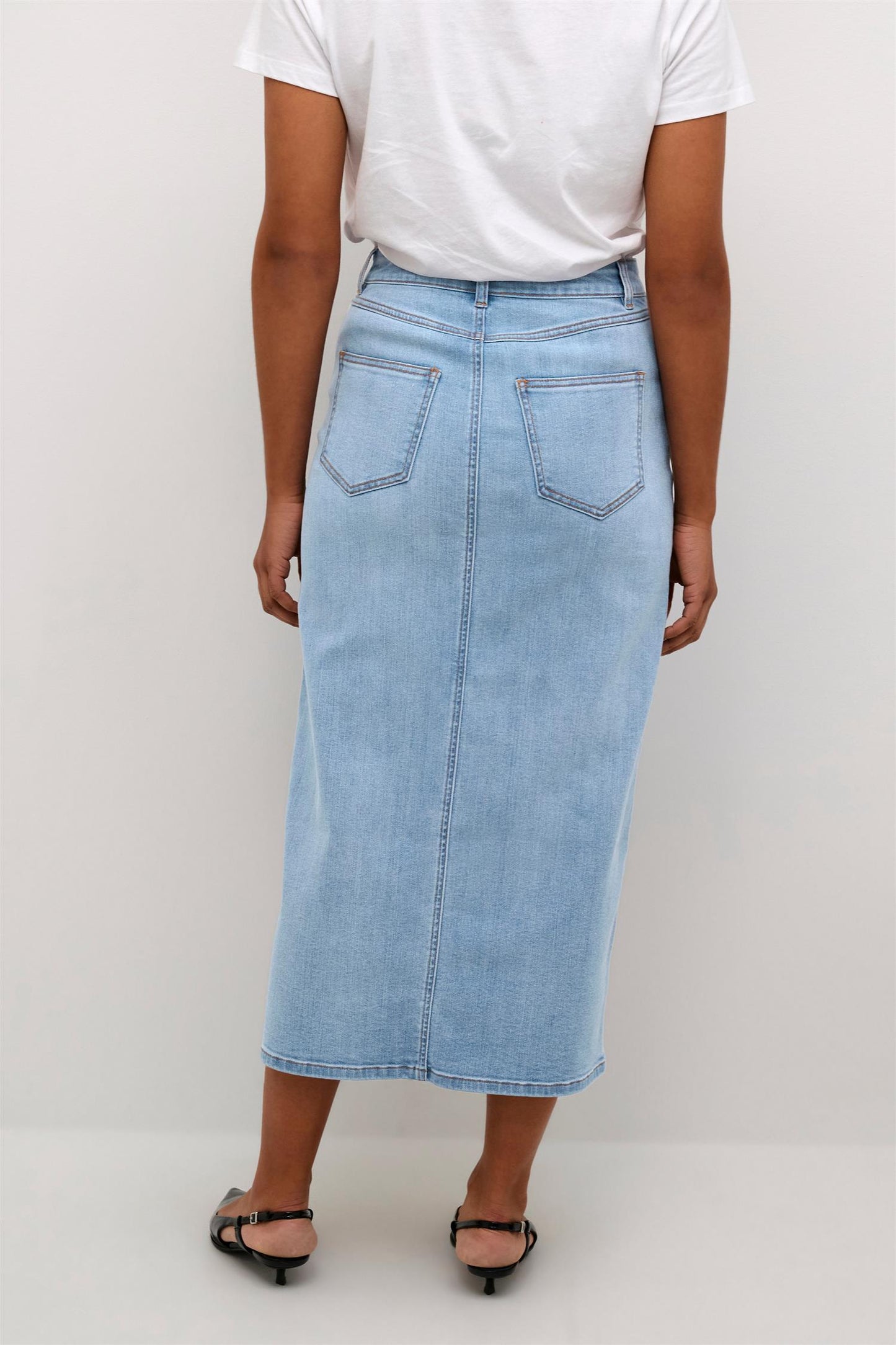 Kaffe Clothing KAsinem HW Denim Skirt Light Blue Washed Denim