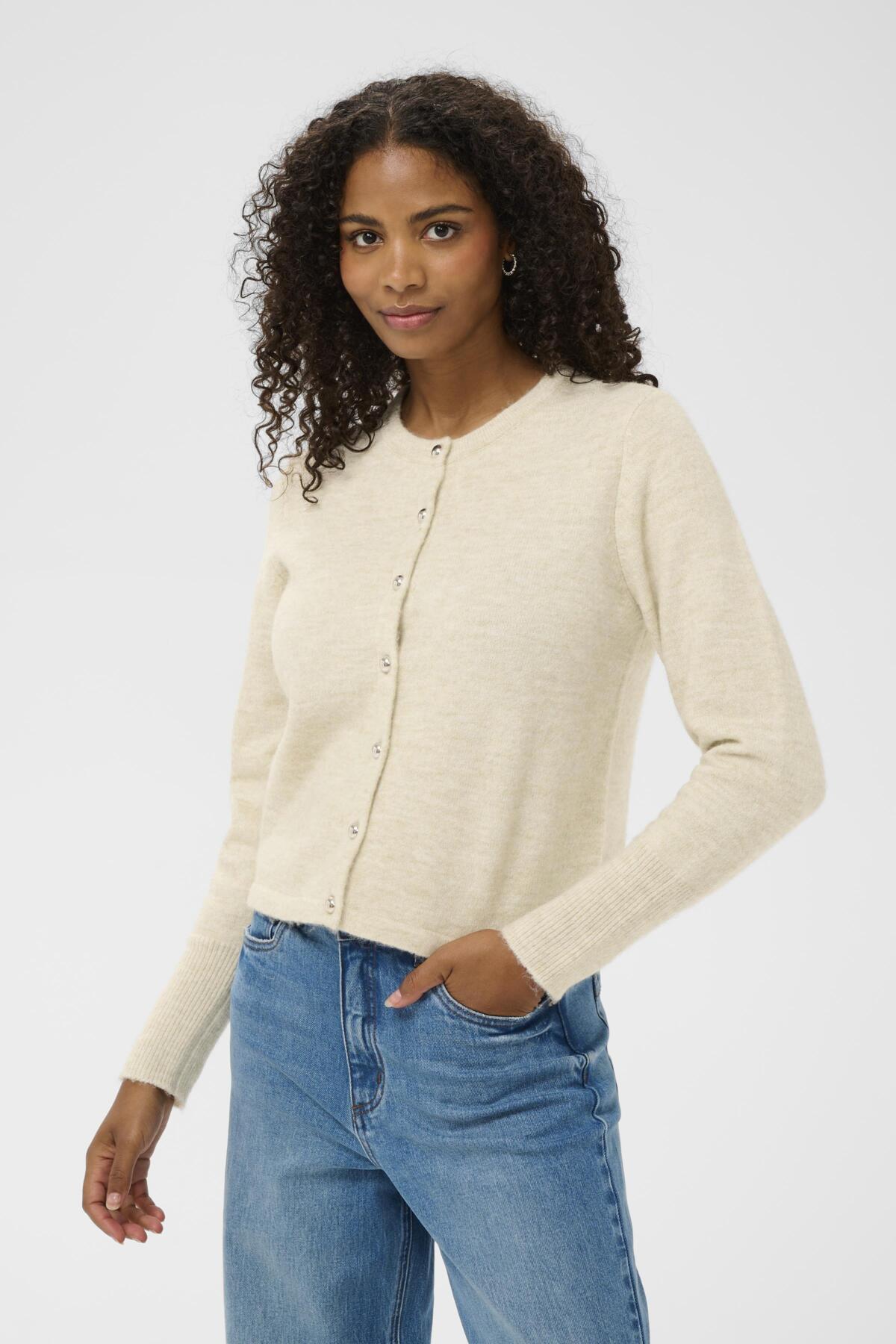 Kaffe Clothing KAniel Knit Cardigan Feather Gray Melange