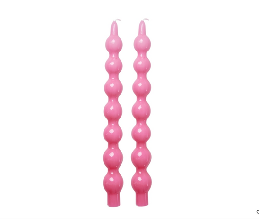 Rice Curved Candles in Pink Color