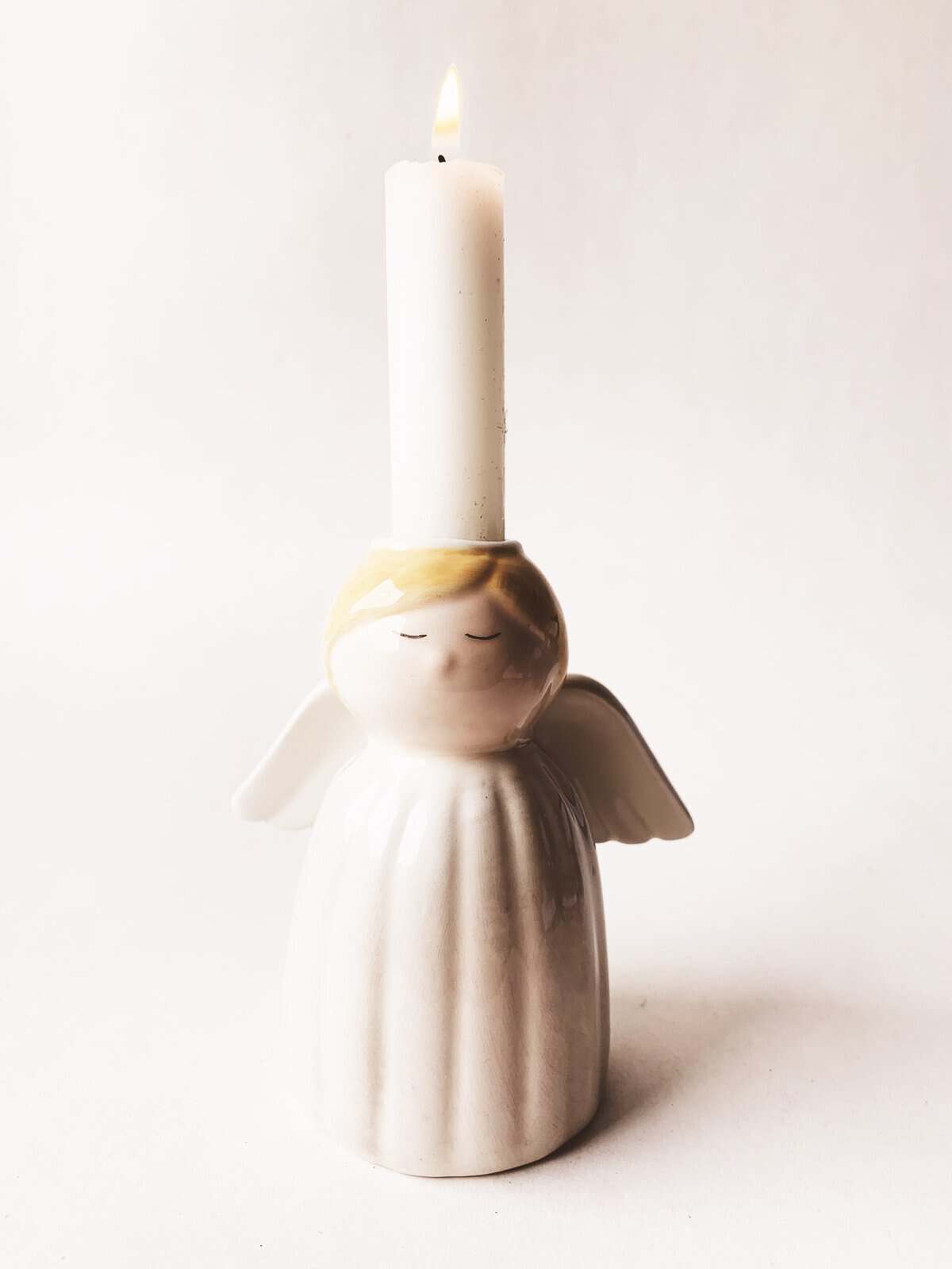 Trend Design Keramikk engel lysholder creme h 10 cm