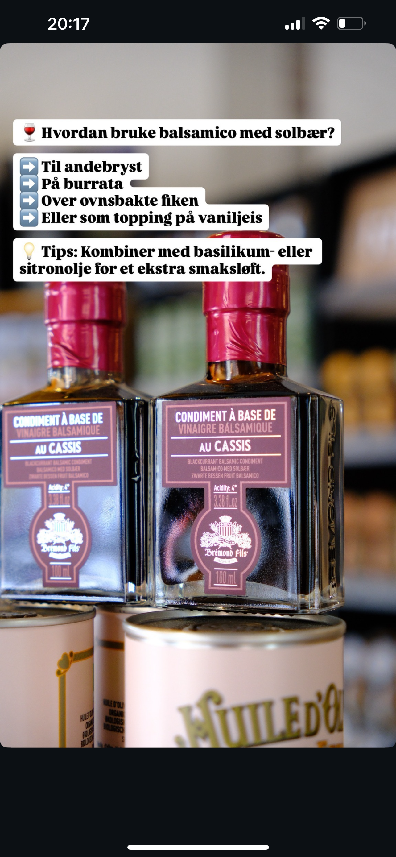 Olivenlunden Balsamico Med Solbær 100 ml