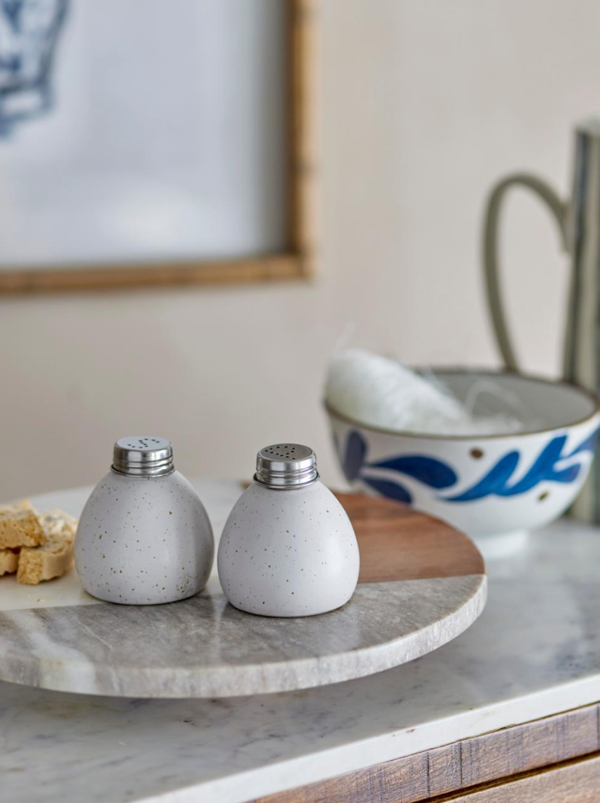 Bloomingville Carmelo Salt & Pepper Sett, Hvit, Stentøy