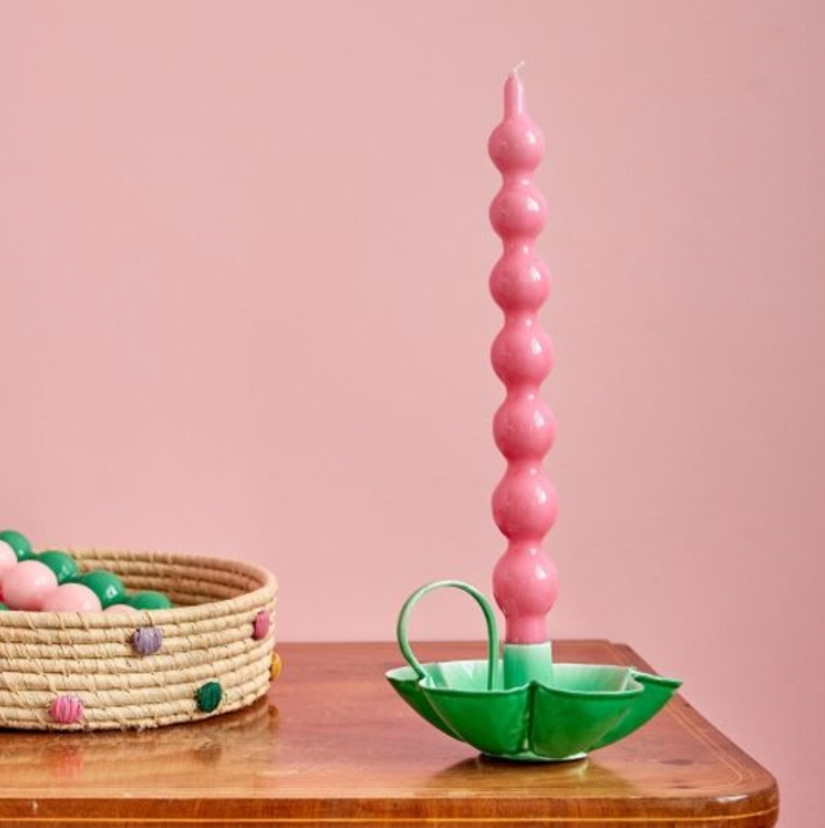 Rice Curved Candles in Pink Color