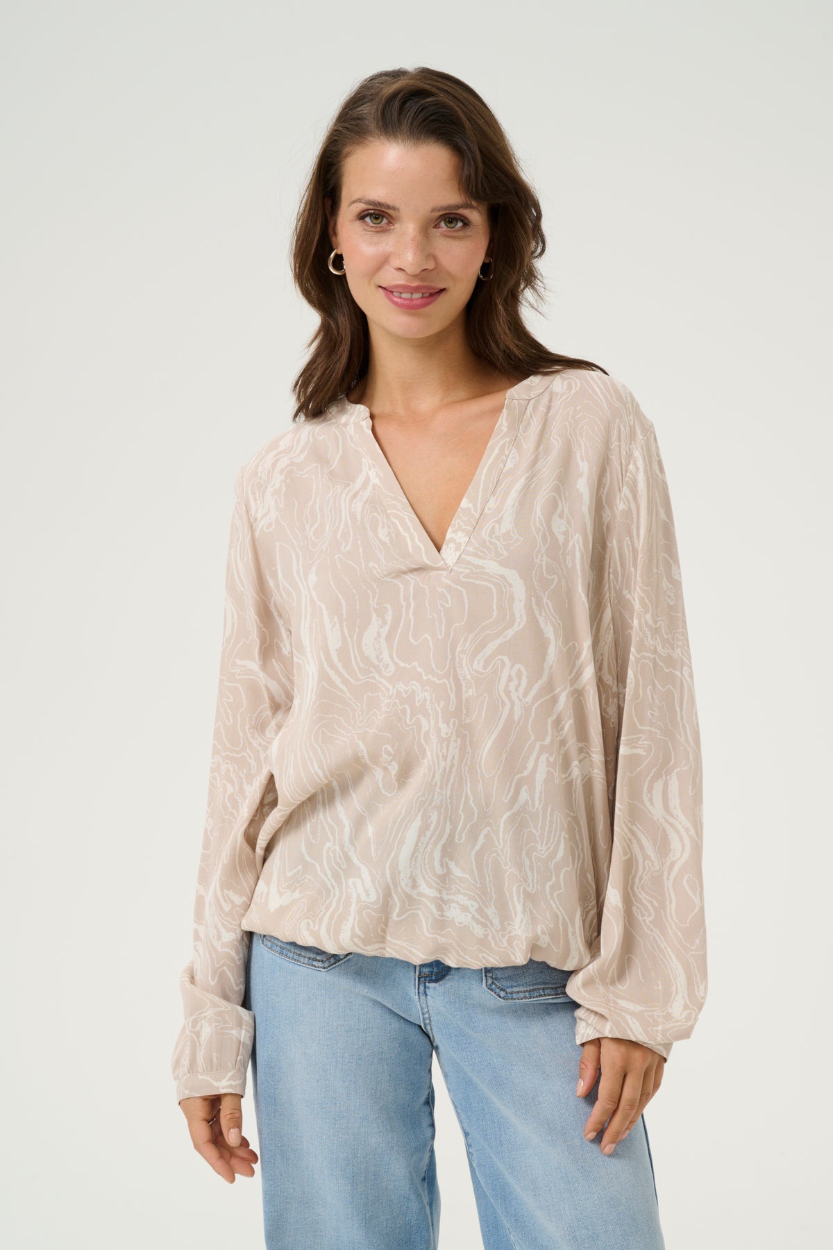 Kaffe Clothing KAditte Blouse Feather Gray/Chalk Print