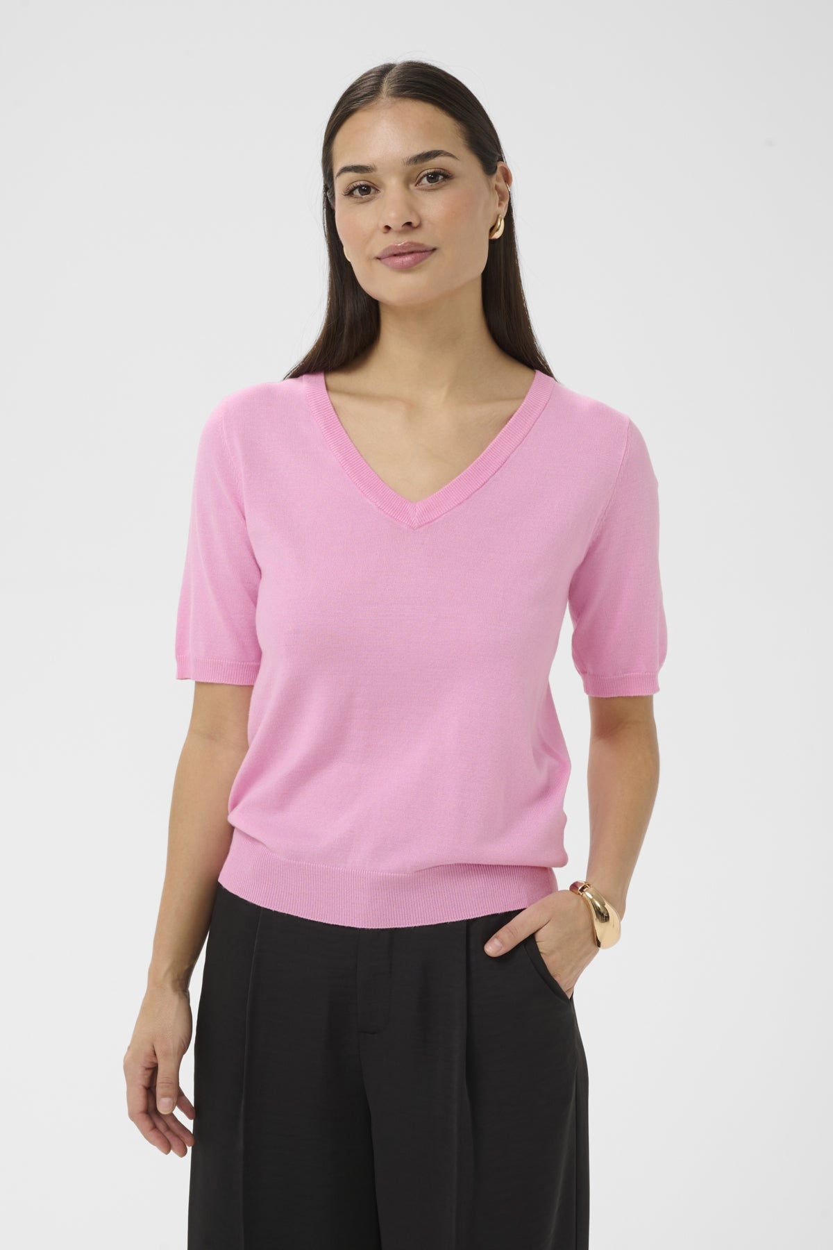 Kaffe Clothing KAlizza V-neck Pullover Pink Frosting