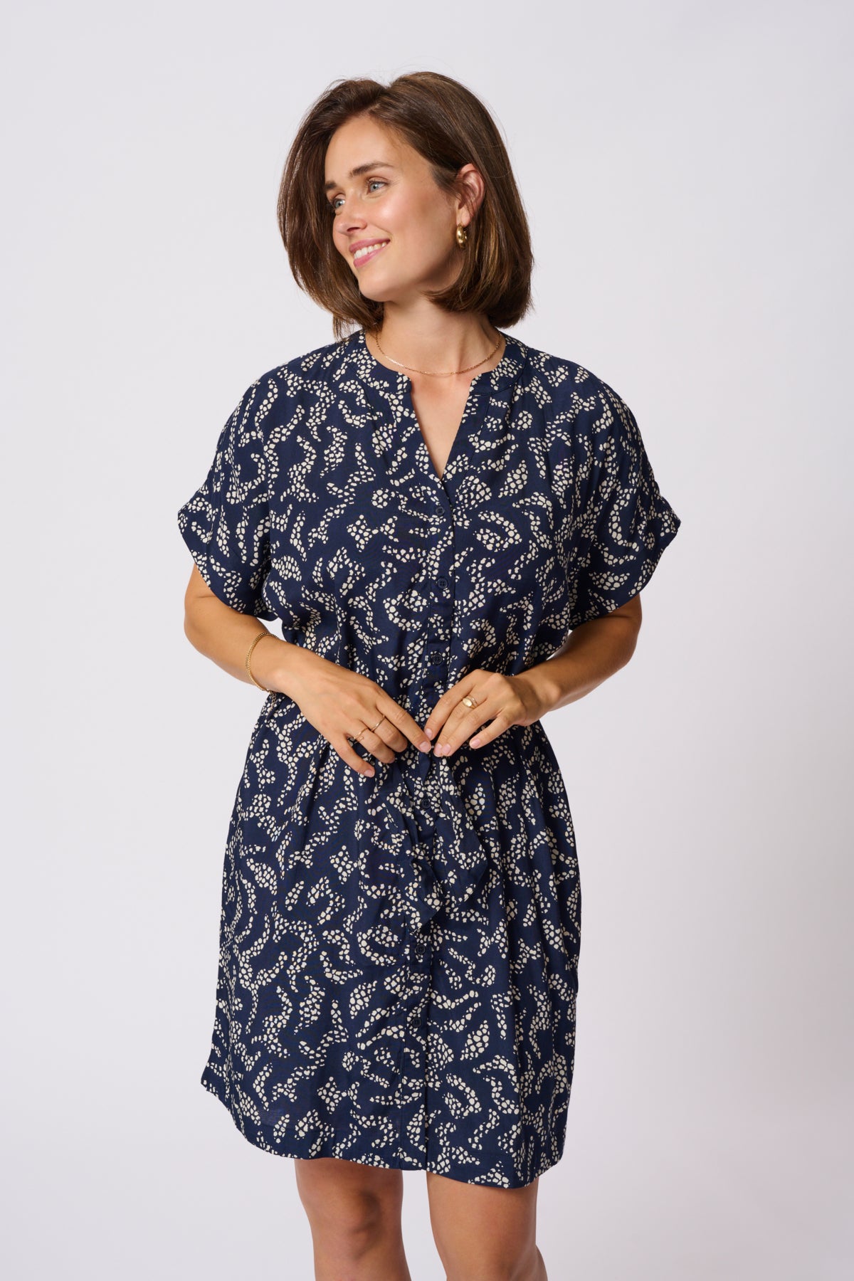 Kaffe Clothing KAbarton Shirt Dress Midnight Marine Lace Prin