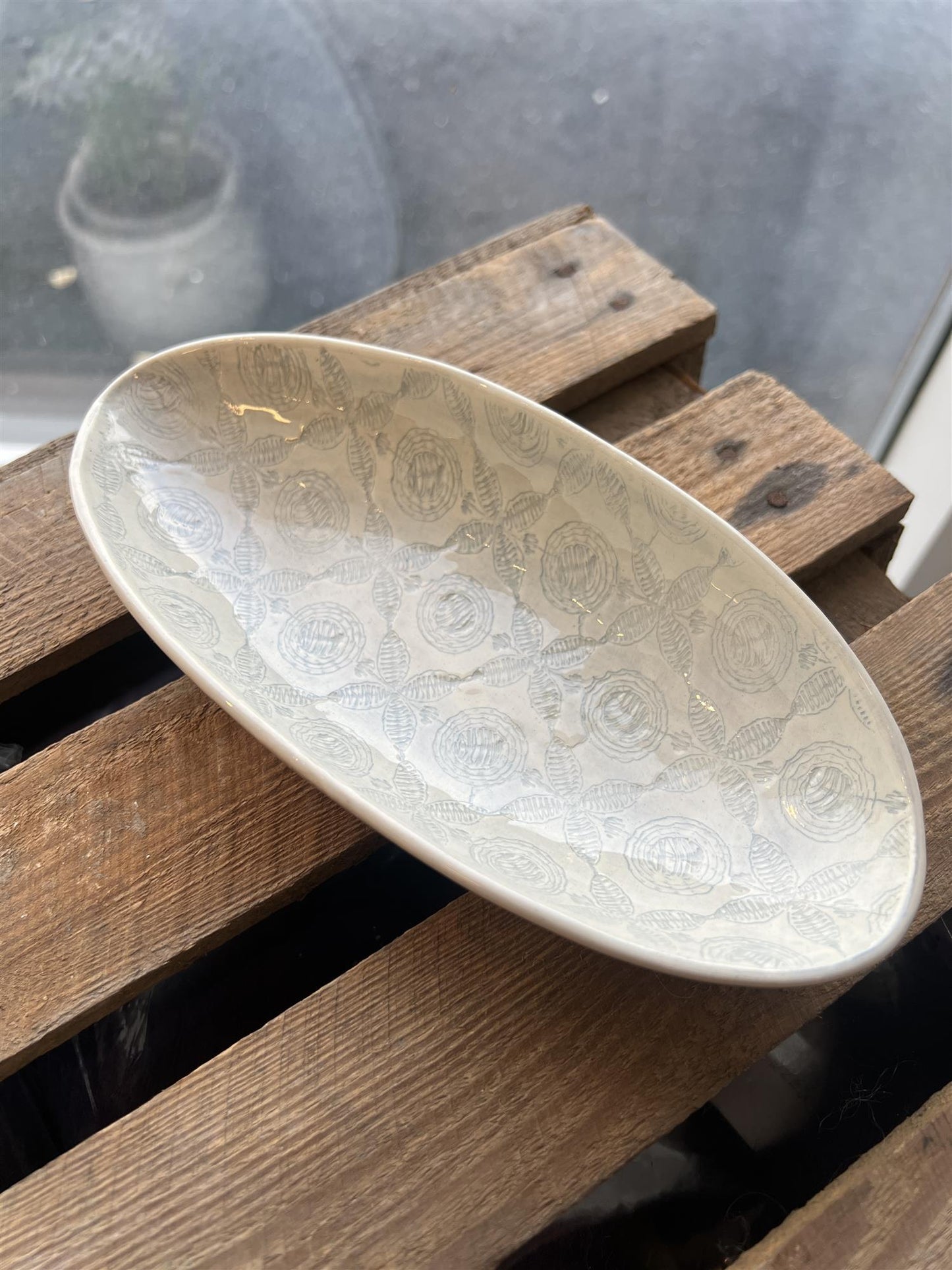 Wonki Ware Oval Skål Gråblå