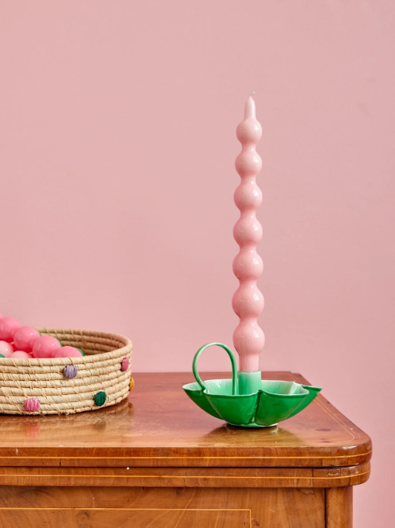 Rice Curved Candles in Colour Soft Pink