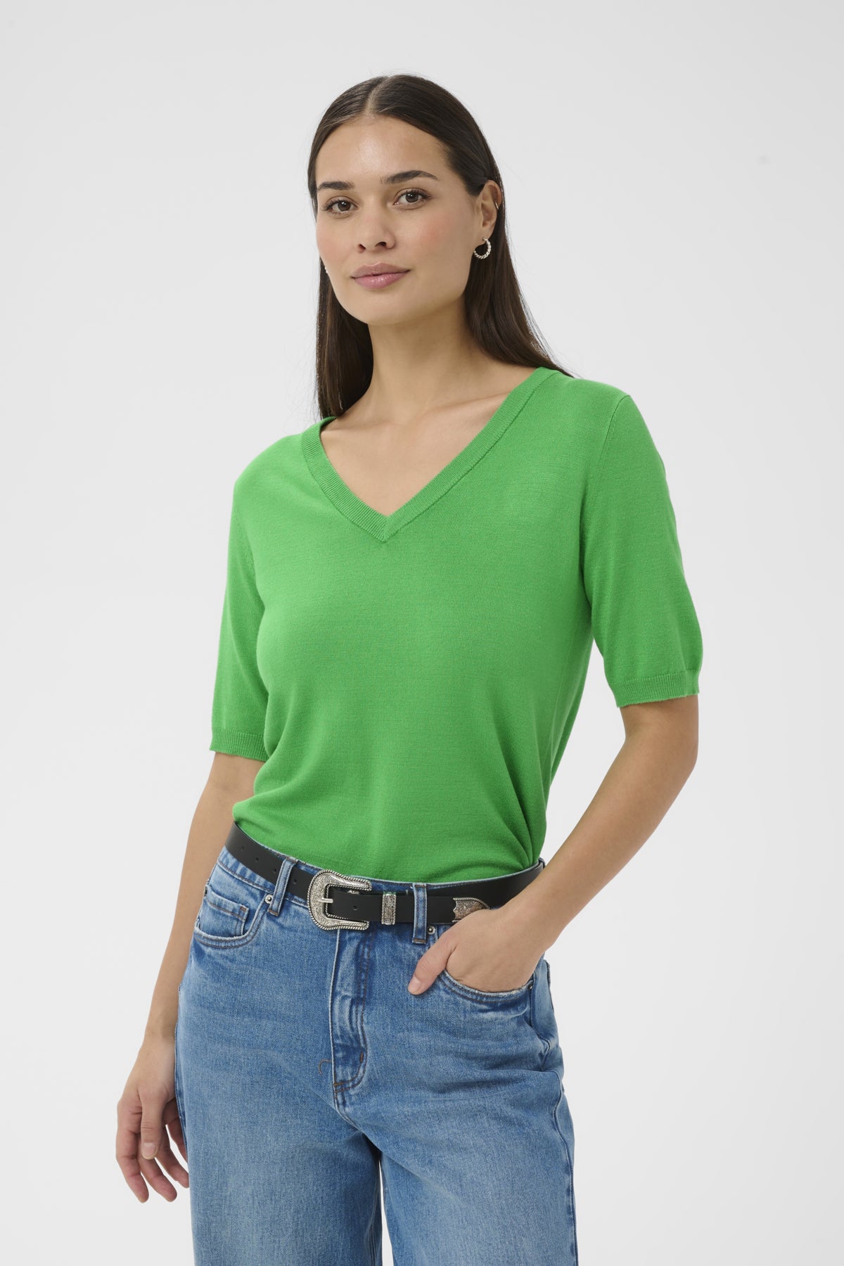 Kaffe Clothing KAlizza V-neck Pullover Bright Green