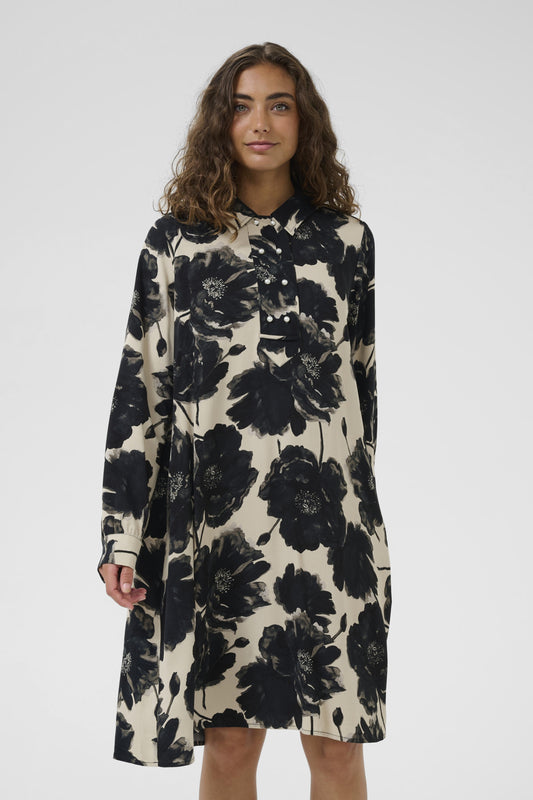 Culture CUrechel Elitha Short Dress Black/Offwhite Flower