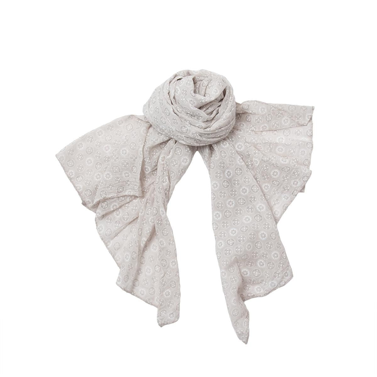 Rosenvinge Småblomstret Skjerf i Bomull/Silke Beige