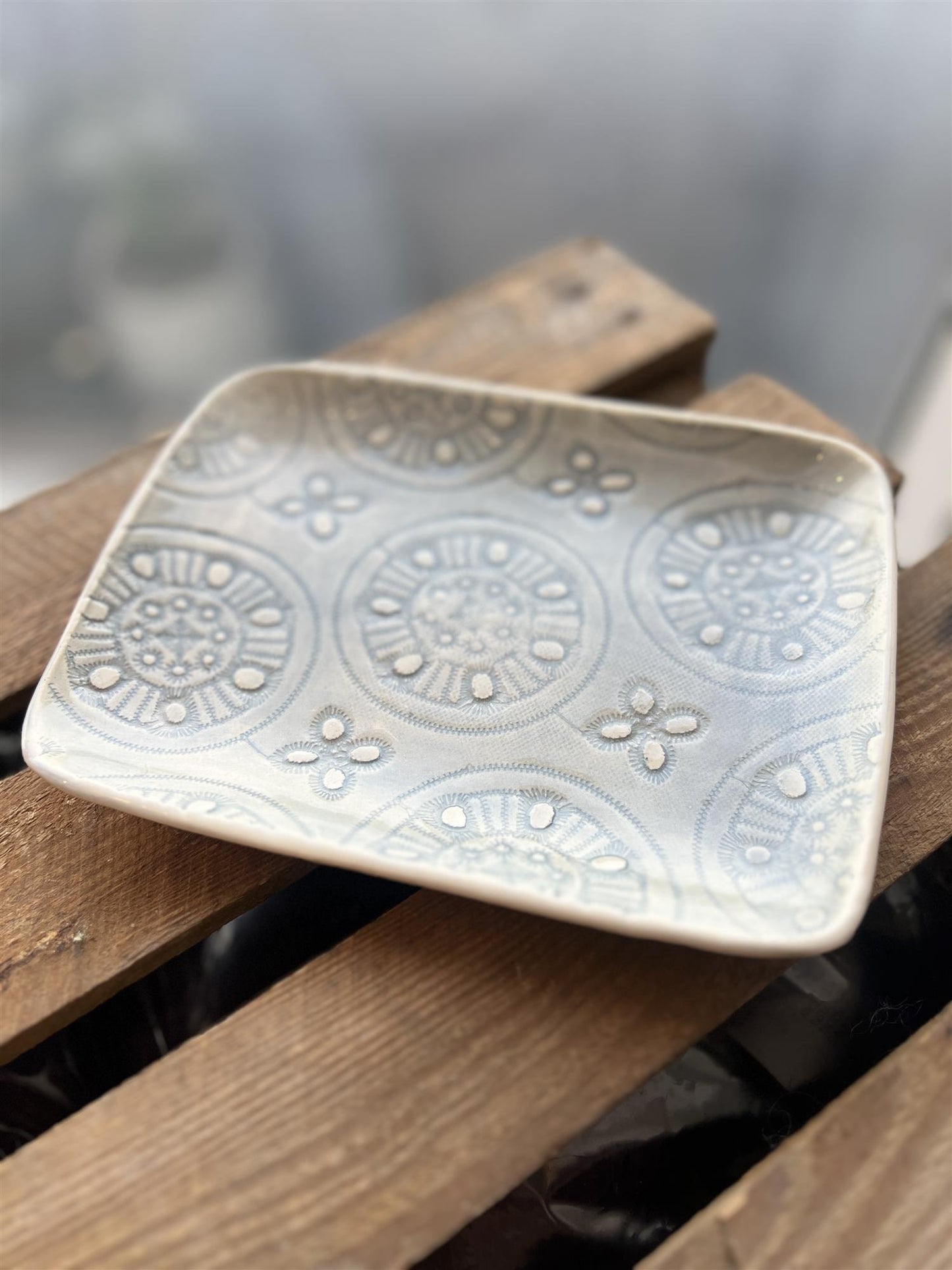 Wonki Ware Firkantet Serveringsfat/Tallerken Gråblå