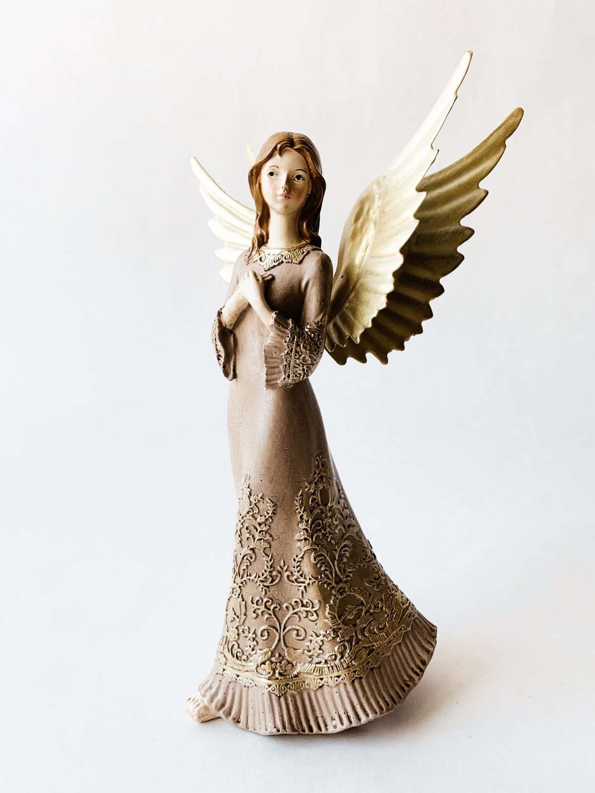 Engel M/Gullvinger H:18 Cm Foldede Hender