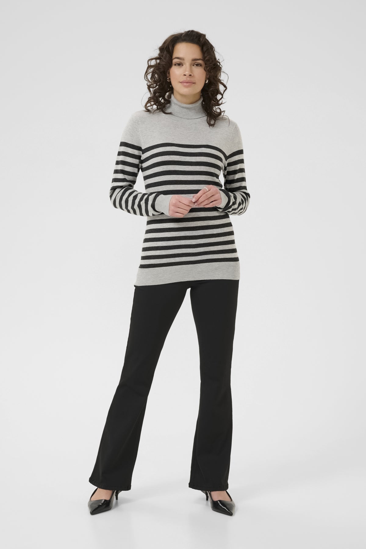 Kaffe Clothing KAlizza Striped Roll Neck LGM/DGM Half Stripe