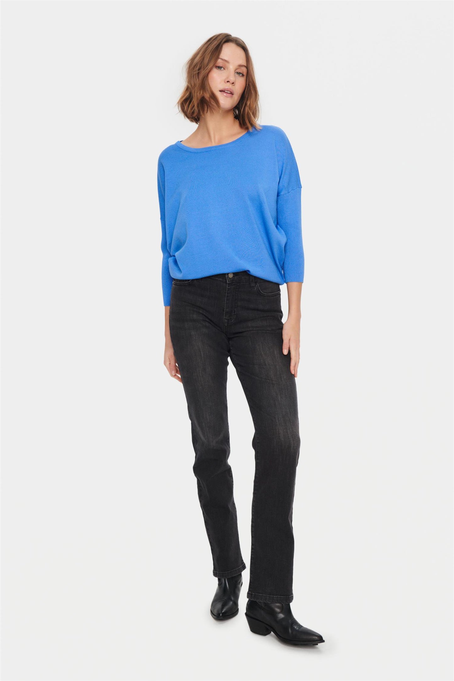 Saint Tropez MilaSZ R-Neck Pullover Ultramarine