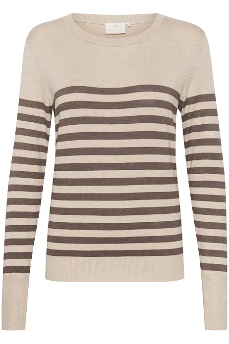 Kaffe Clothing KAlizza Striped Knit Pullover Feather Gray / Brown Striped