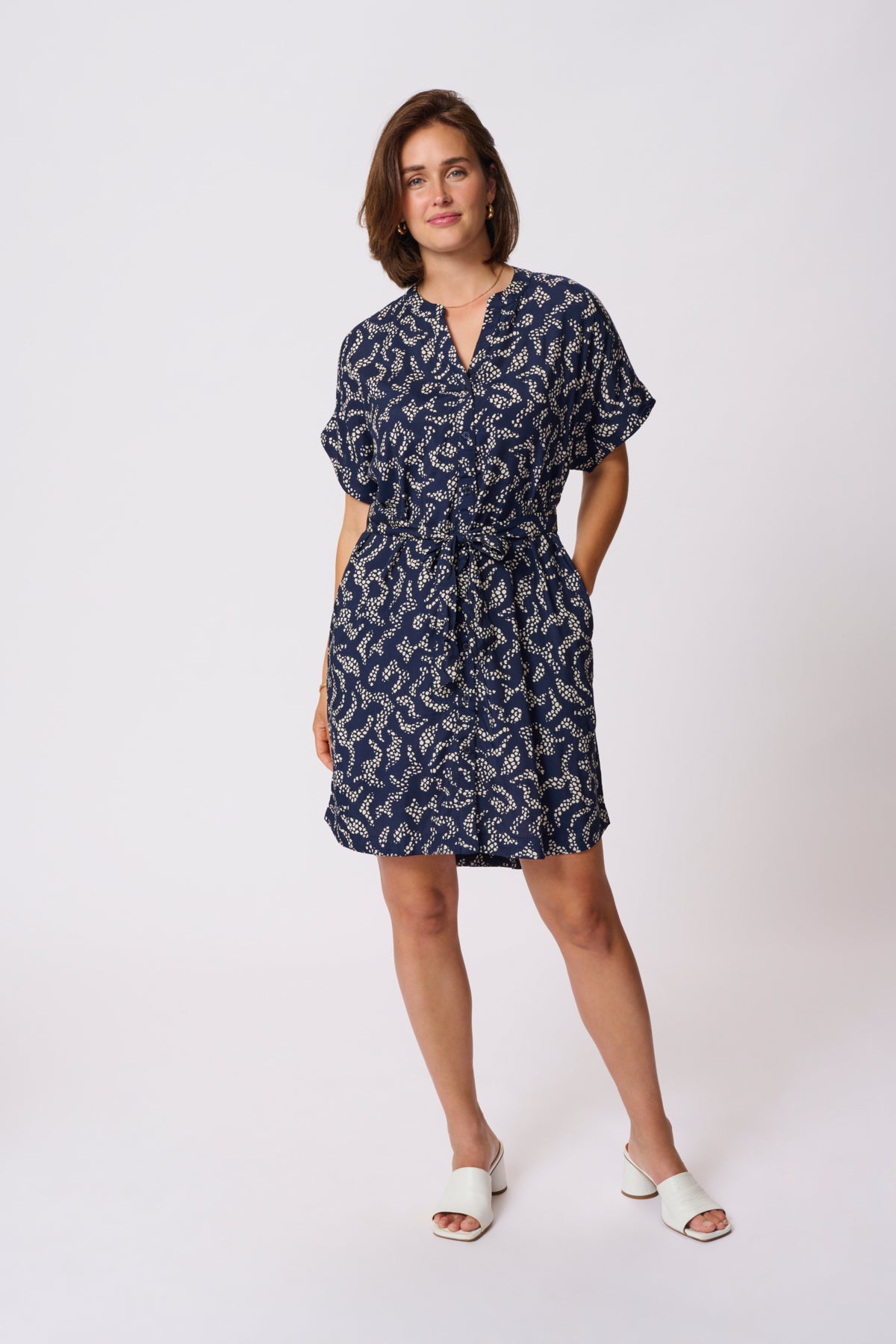 Kaffe Clothing KAbarton Shirt Dress Midnight Marine Lace Prin