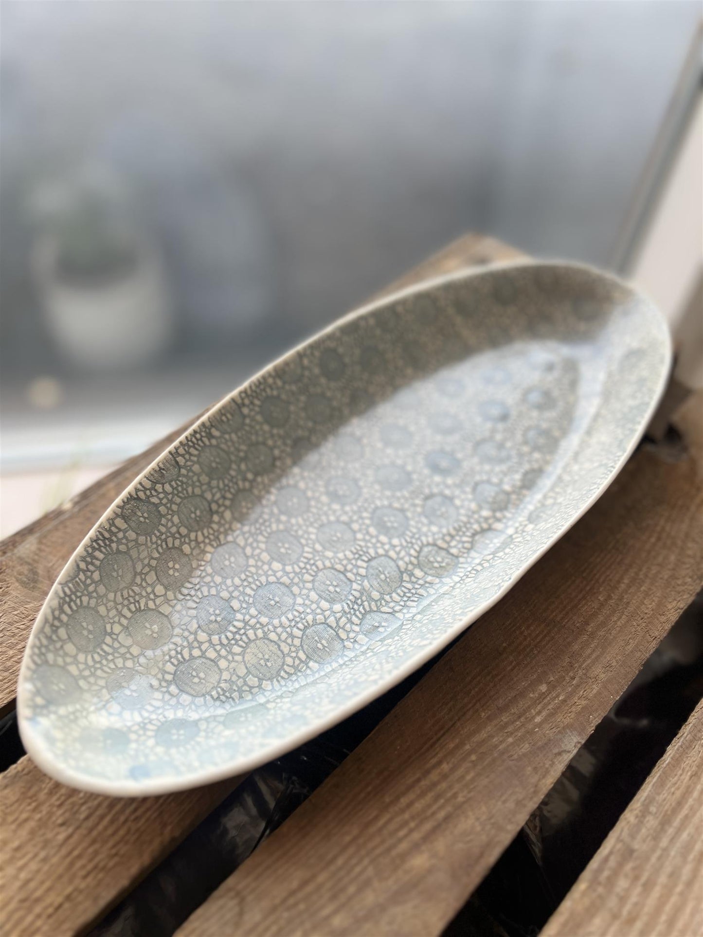 Wonki Ware Oval Skål gråblå