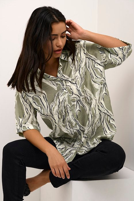 Kaffe Clothing KAelino Shirt Vetiver Marble Print