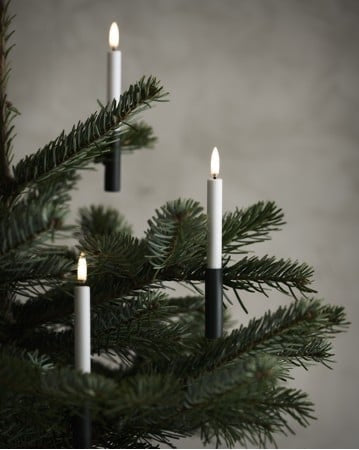 Uyuni Led Mini Taper Candle W. Green Clip, White, 9-Pack Remote Incl..