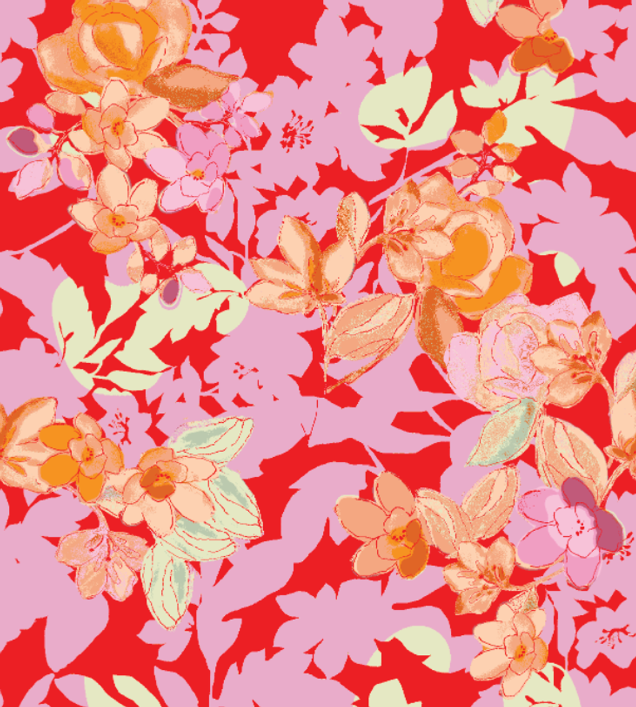 Culture CUaudrey Bello Long Dress Red/Pink Flower