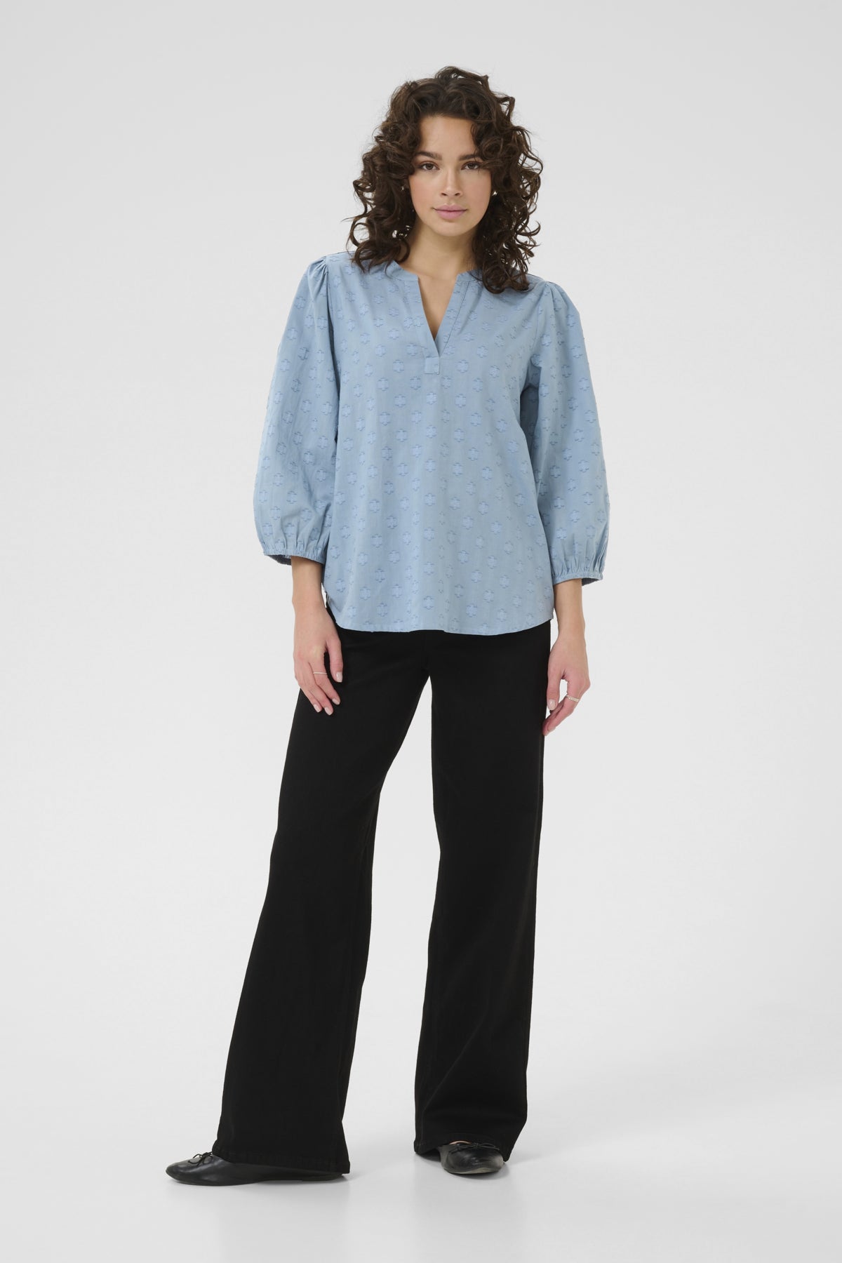Kaffe Clothing KAenya Blouse 3/4 sleeve Windward Blue