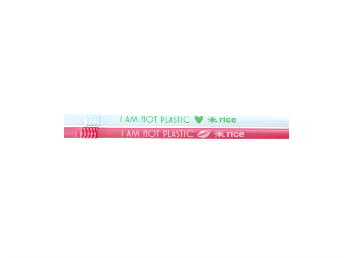 Rice PLA Straw in 2 Asst. Colors - 'I'm Not Plastic' Wording - 24 pcs