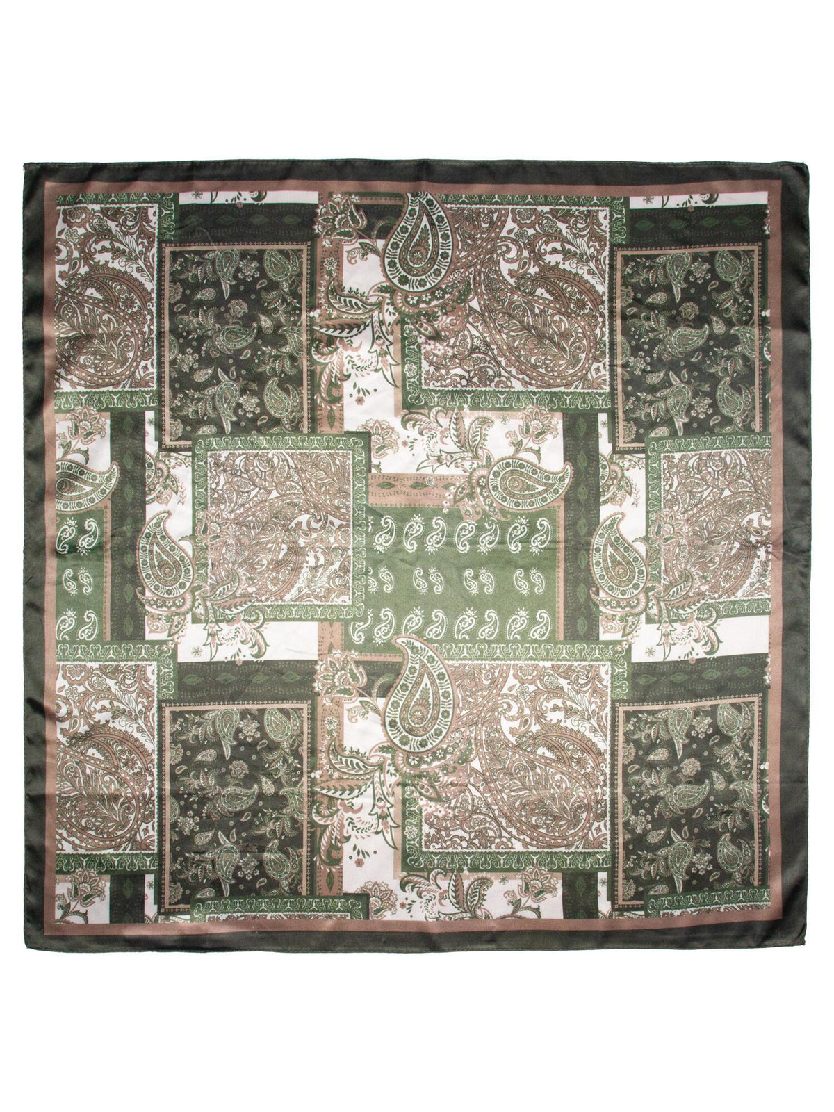 Silkeskjerf Paisley 70x70 Armygrønn
