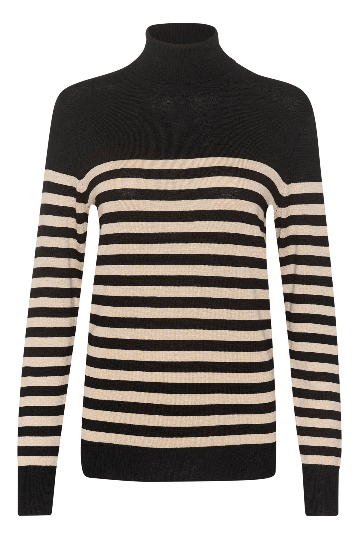 Kaffe Clothing KAlizza Striped Roll Neck Black/Feather Gray Melange Stripe