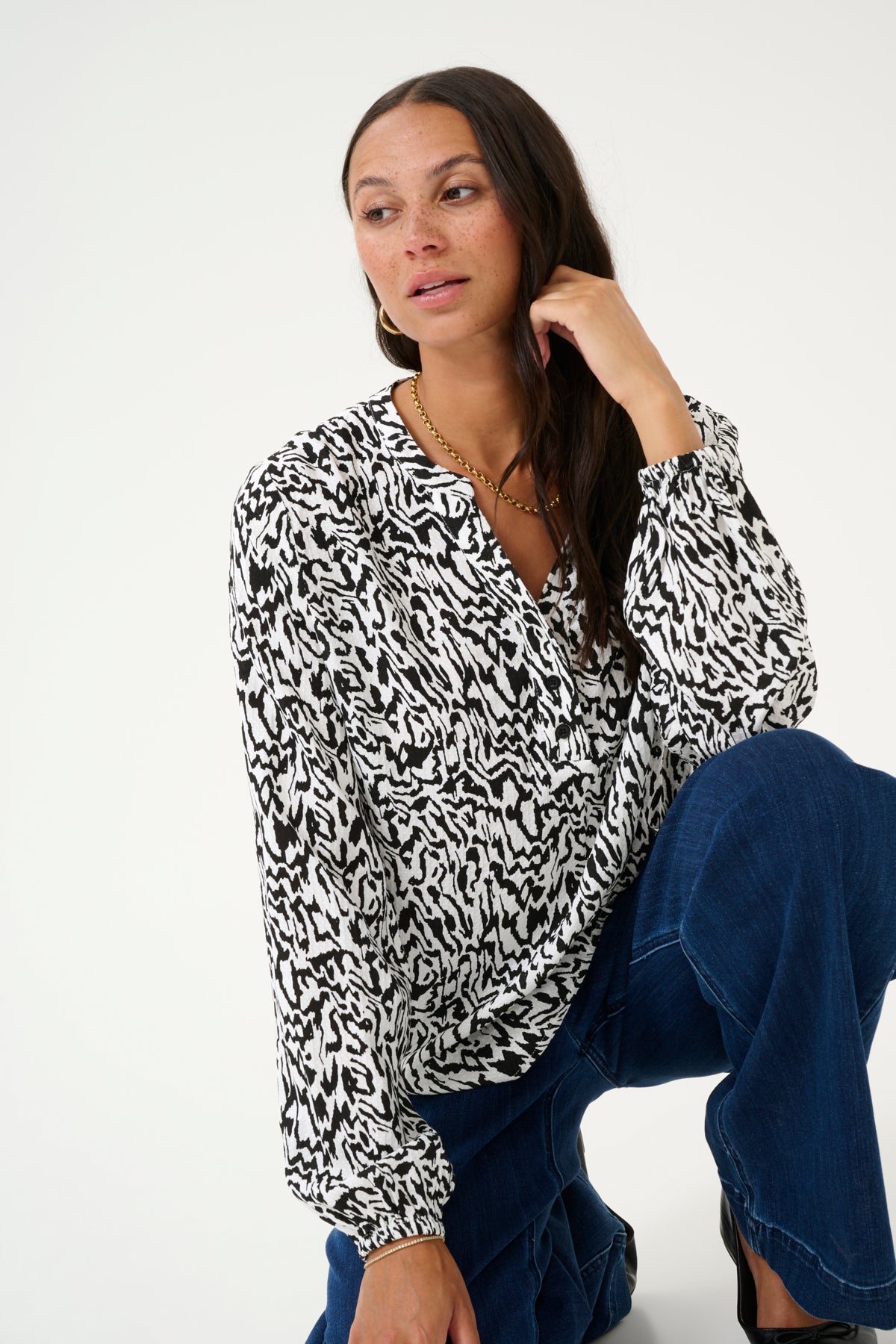 Kaffe Clothing KAmathilde Blouse Chalk/Black Graphic