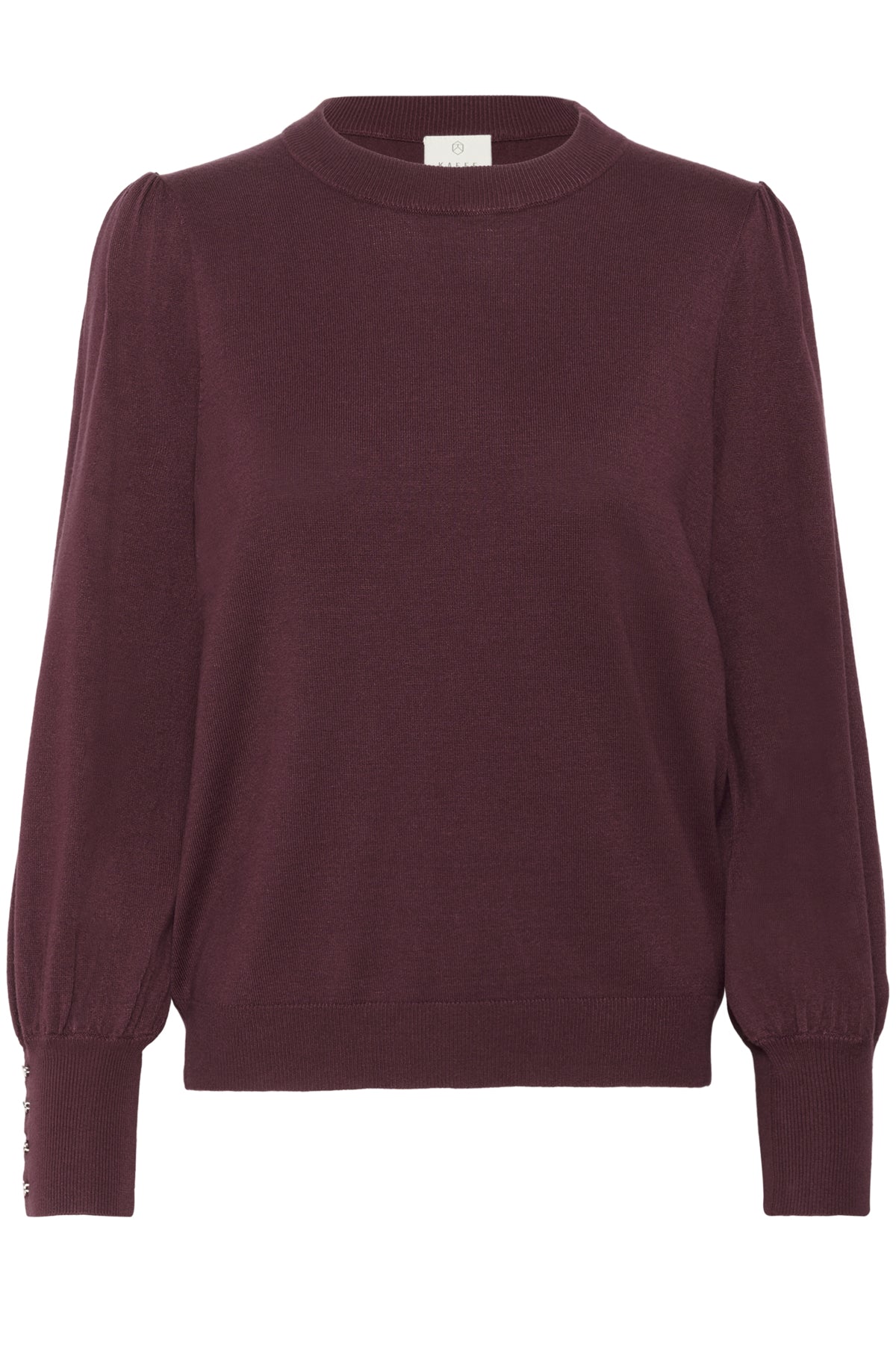 KAlizza Round Neck Knit Pullover Buttons Windsor Wine