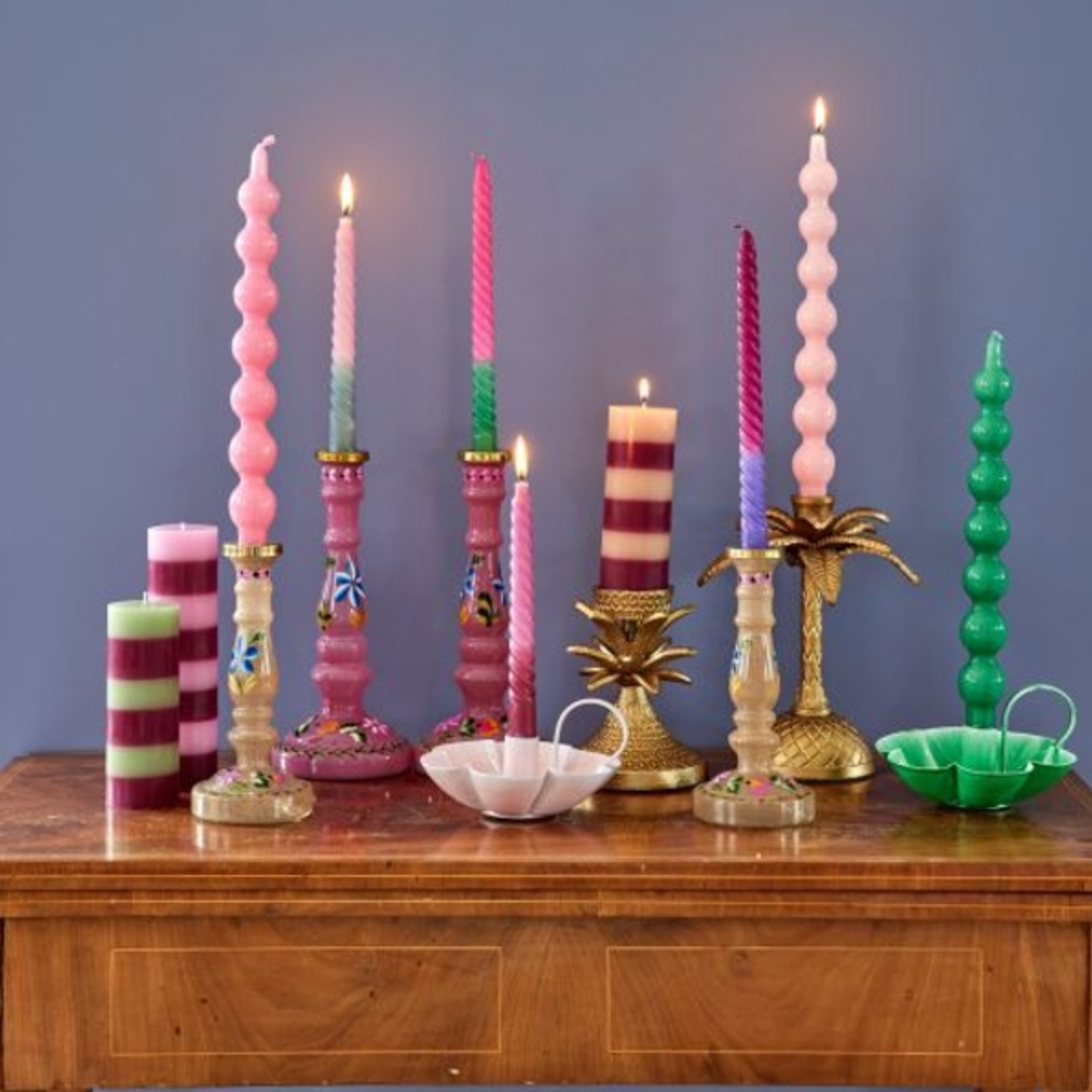 Rice Curved Candles in Pink Color