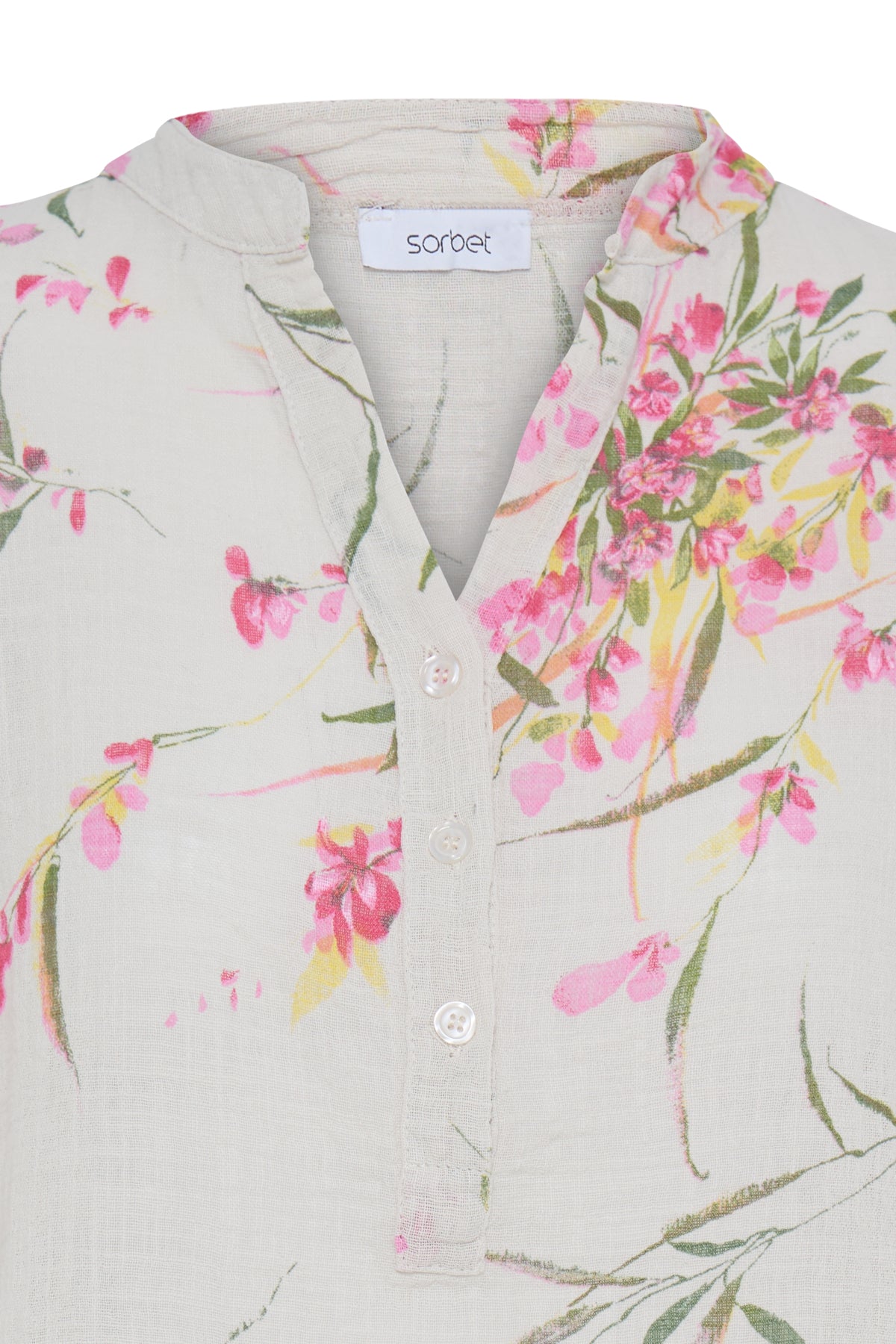 Sorbet SBalexa – Naturgrå bluse med blomsterprint