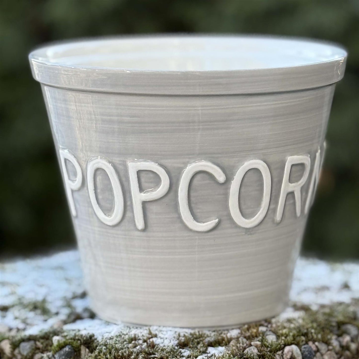 Bruka Design Popcorn Bolle Grå M/Hvit Tekst