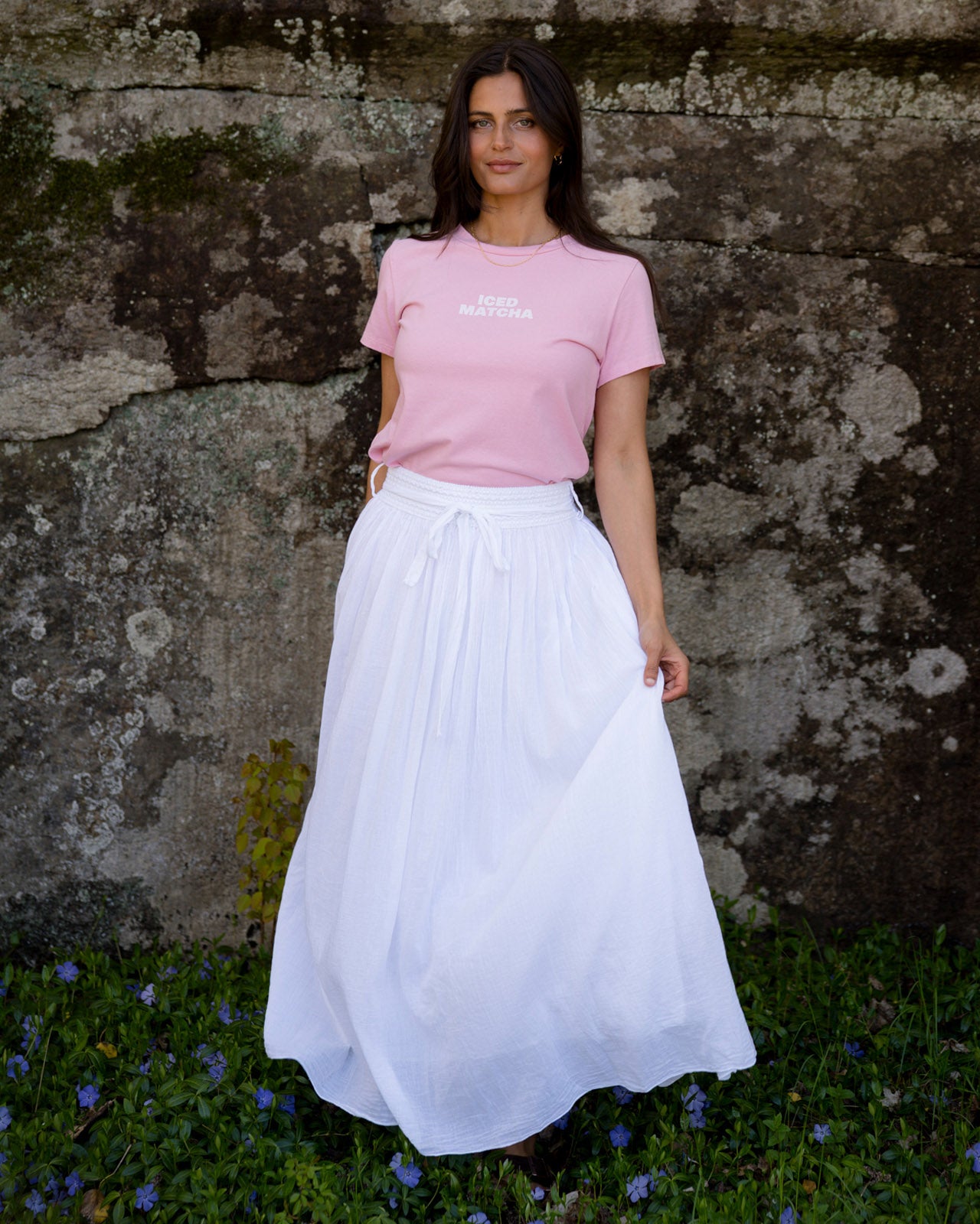 Floyd Dina Matcha – Rosa t-skjorte med stort print på ryggen