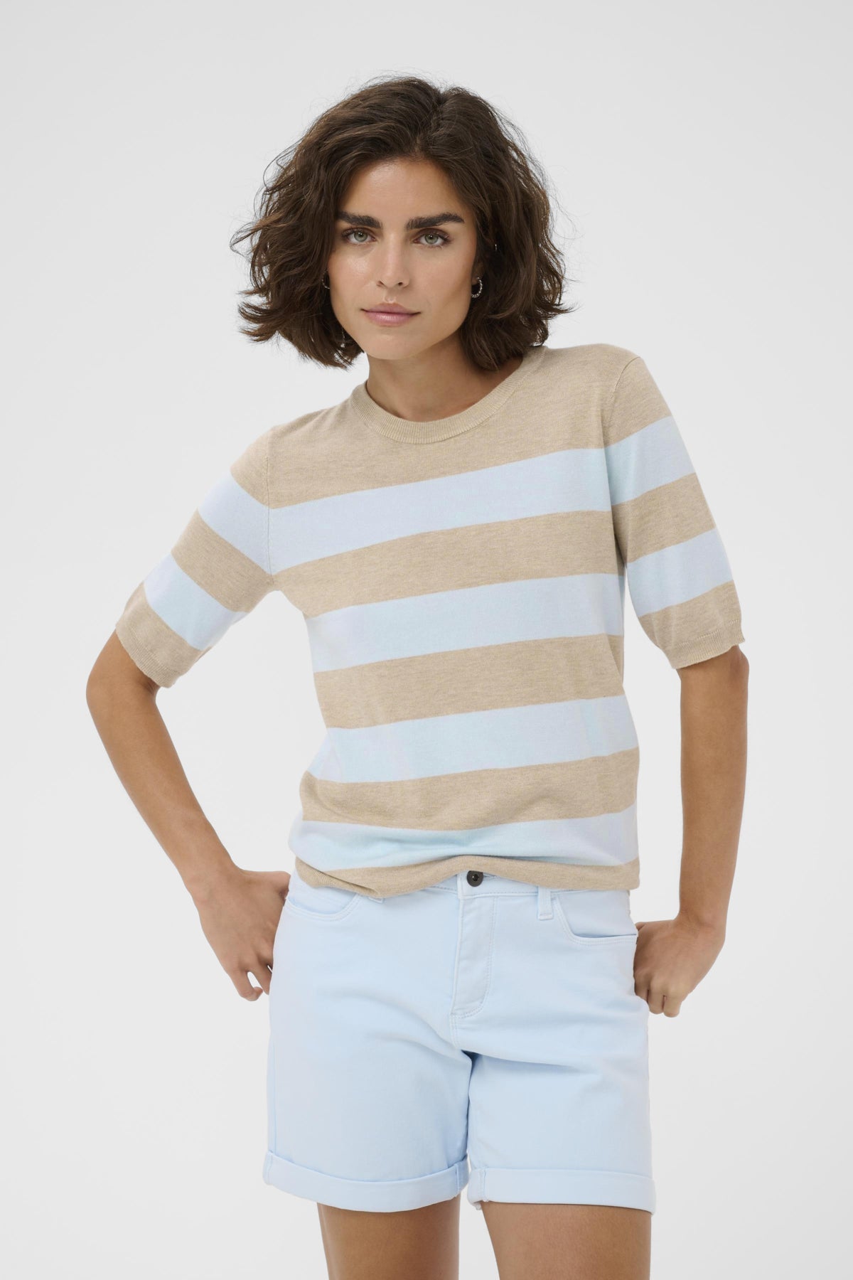 Kaffe Clothing KAlizza Feather Melange/ Light Blue Stripes
