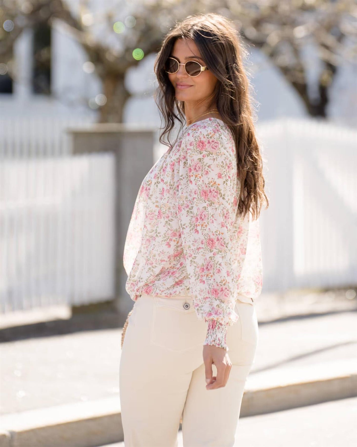 Floyd Marita Roses – Offwhite bluse med blomsterprint